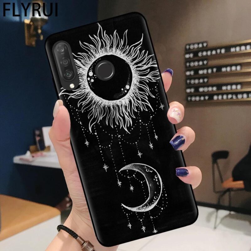 Ay ve Güneş Tasarımlı Baskılı Telefon Kılıfı